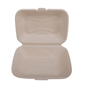 Biodegradable Eco-Friendly Takeaway Food Containers Sugarcane Bagasse 2  Compartment Clamshell-Box