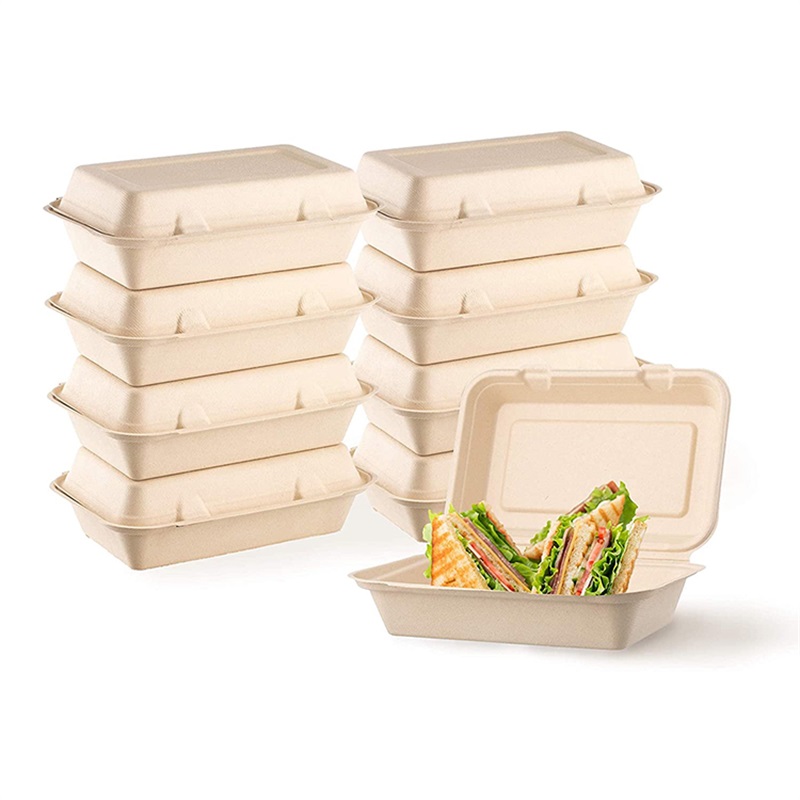 Wholesale 600ml Biodegradable Sugarcane Clamshell Food Container from