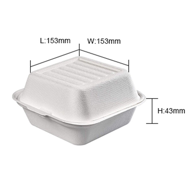 China Bagasse 6*6″ Clamshell Takeout Containers, Biodegradable Eco